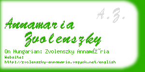 annamaria zvolenszky business card